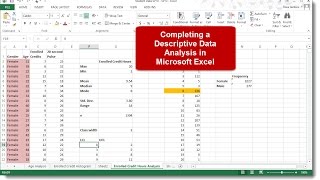Completing a Descriptive Data Analysis in Microsoft Excel