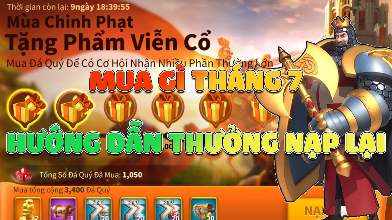 NHÂN ĐÔI nạp lại quá ngon – Hướng dẫn sự kiện Thưởng Nạp Lại + Tặng phẩm viễn cổ Rise of Kingdoms