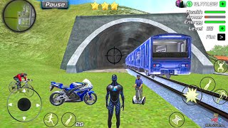 Black Hole Ninja Rope Hero Vice Vegas City - Bike Vs Train Race #48 - Android Gameplay