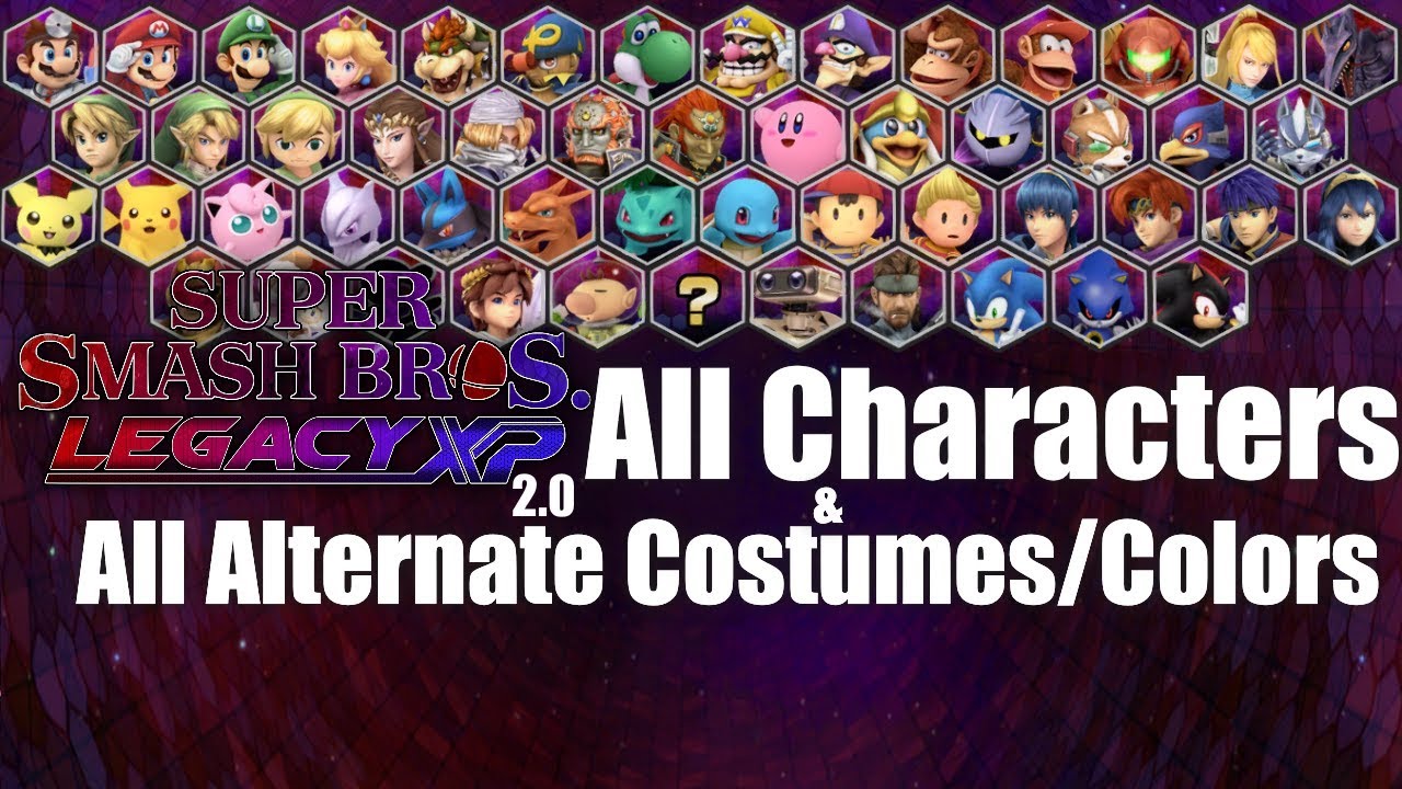 smash bros legacy xp characters skins issue