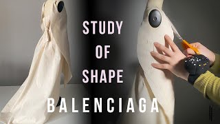 STUDY OF SHAPE BALENCIAGA'S TULIP DRESS. Studying, exploring, draping, pattern making.