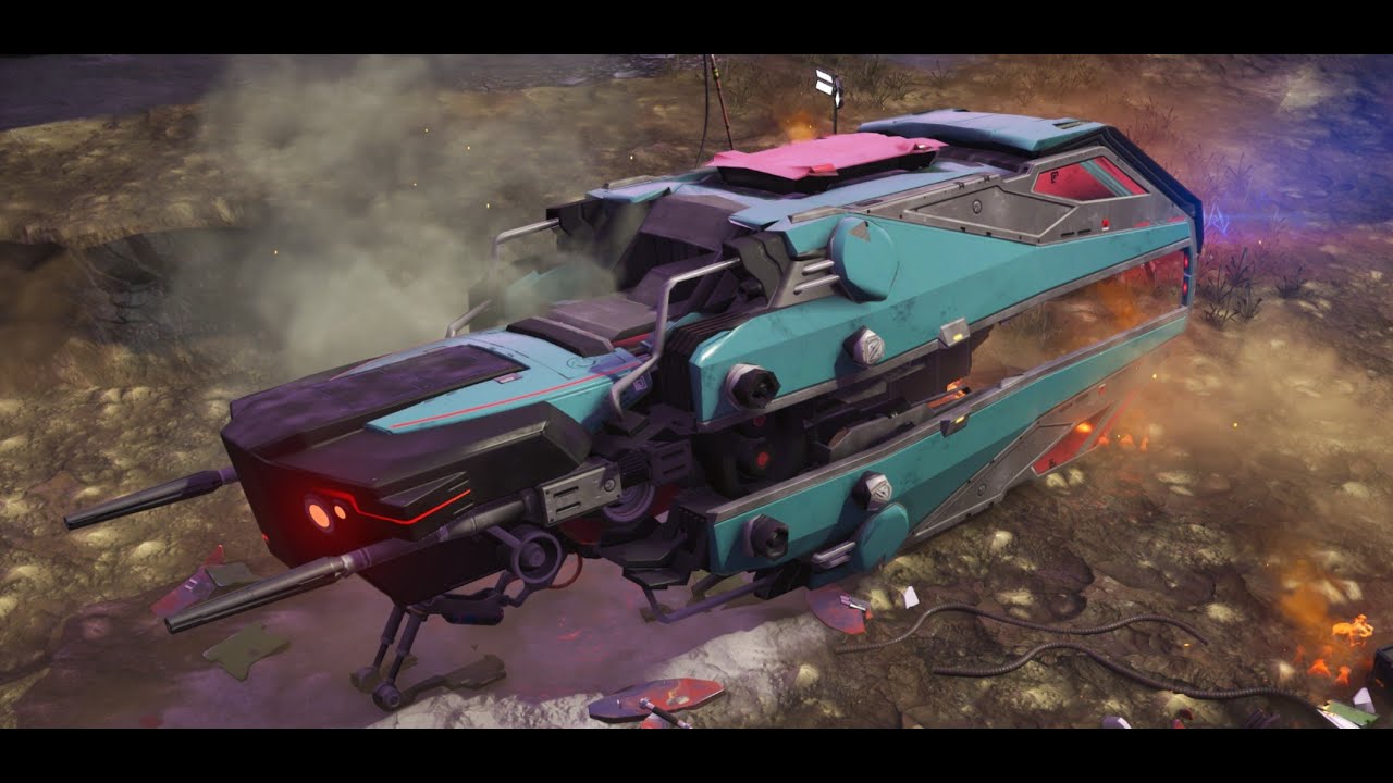 No Man's Sky Sentinel: Beautiful Teal Hauler Shuttle