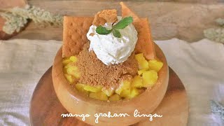 MANGO GRAHAM BINGSU | How To Make Korean Shaved Ice At Home (NO MACHINE)