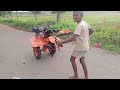 Black stone 7hp diesel engine power weeder driving by a small boy very easily