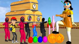 Scary Teacher 3D vs Squid Game Using Speed and Shield Honeycomb Candy and Archery 3 Times Challenge