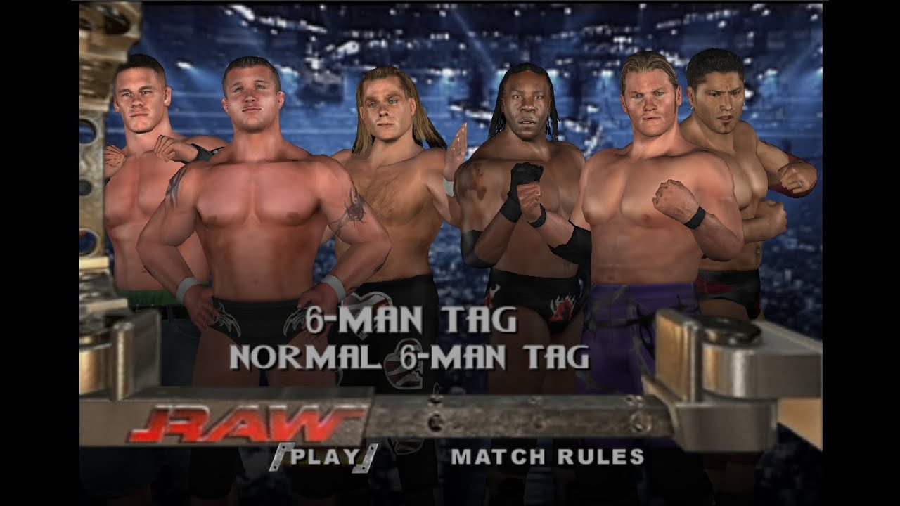 WWE SVR 2004 – Full 6-Man Tag Match Gameplay (Jericho, Batista, Booker T vs HBK, Orton, Cena) 60FPS