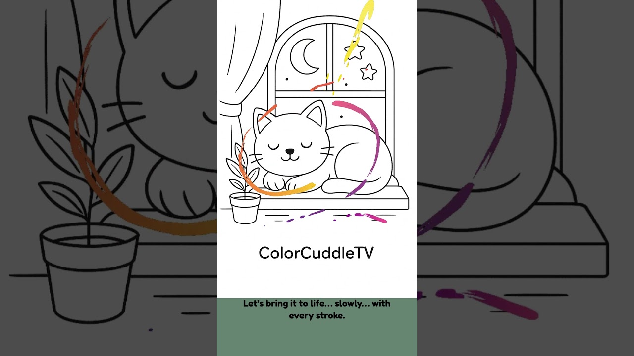 Playful Kitten Coloring Page for Kids | ColorCuddleTv 