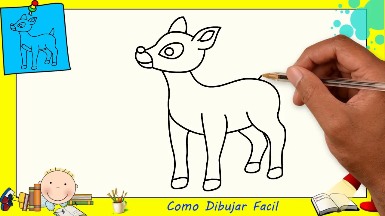 Como dibujar un reno de navidad FACIL paso a paso para niños y  principiantes 1 - YouTube
