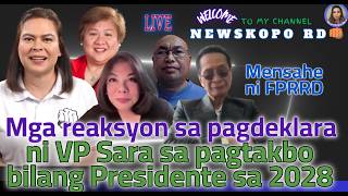 Mga reaksyon sa pagdeklara ni VP Sara sa pagtakbo bilang Presidente sa 2028