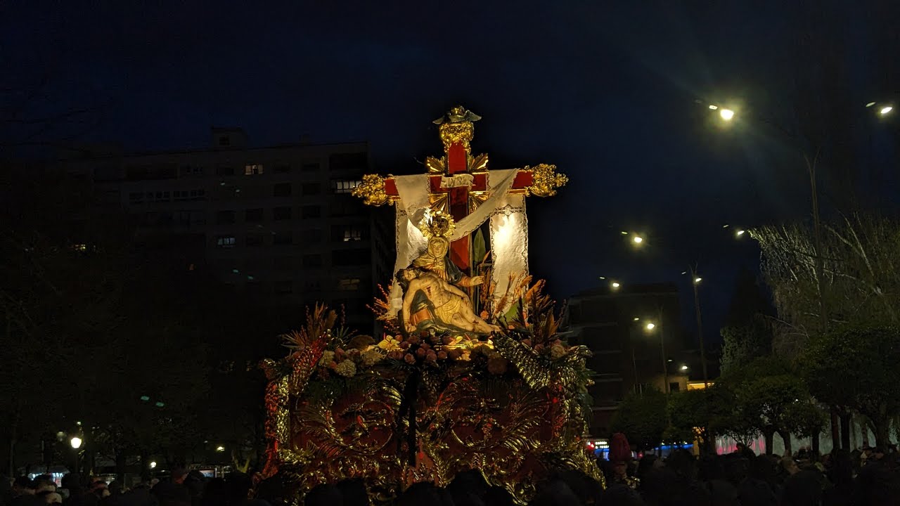 Chicotá Procesión de la Pasión 2024. Virgen de las Angustias por la Catedral y Calle Ancha