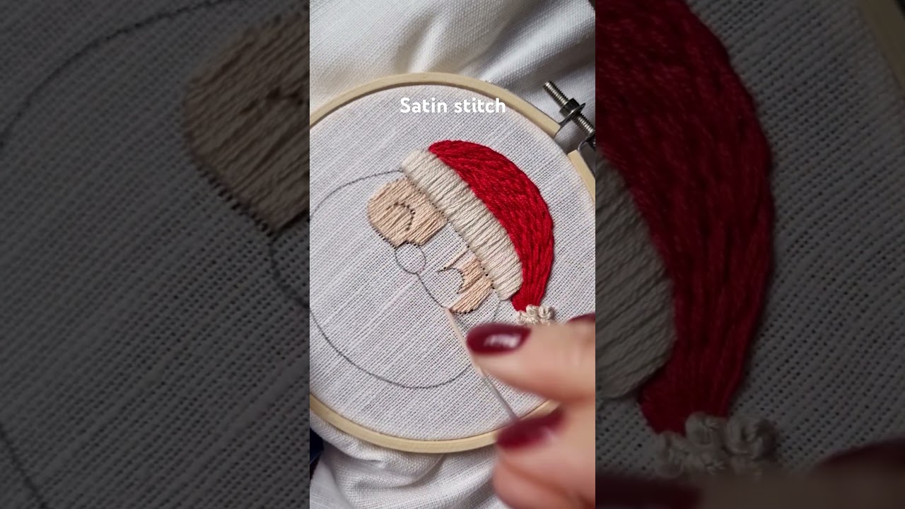 Satin stitch Santa embroidery🎅 