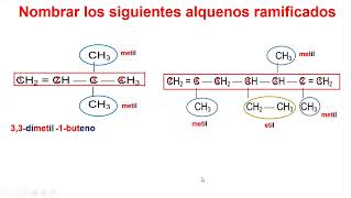 Nomenclatura de los alquenos ramificados