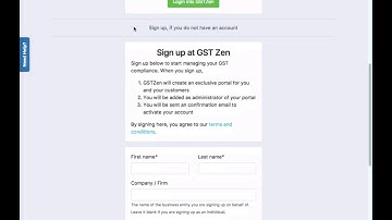GSTZen - Sign up to create a new account on GSTZen
