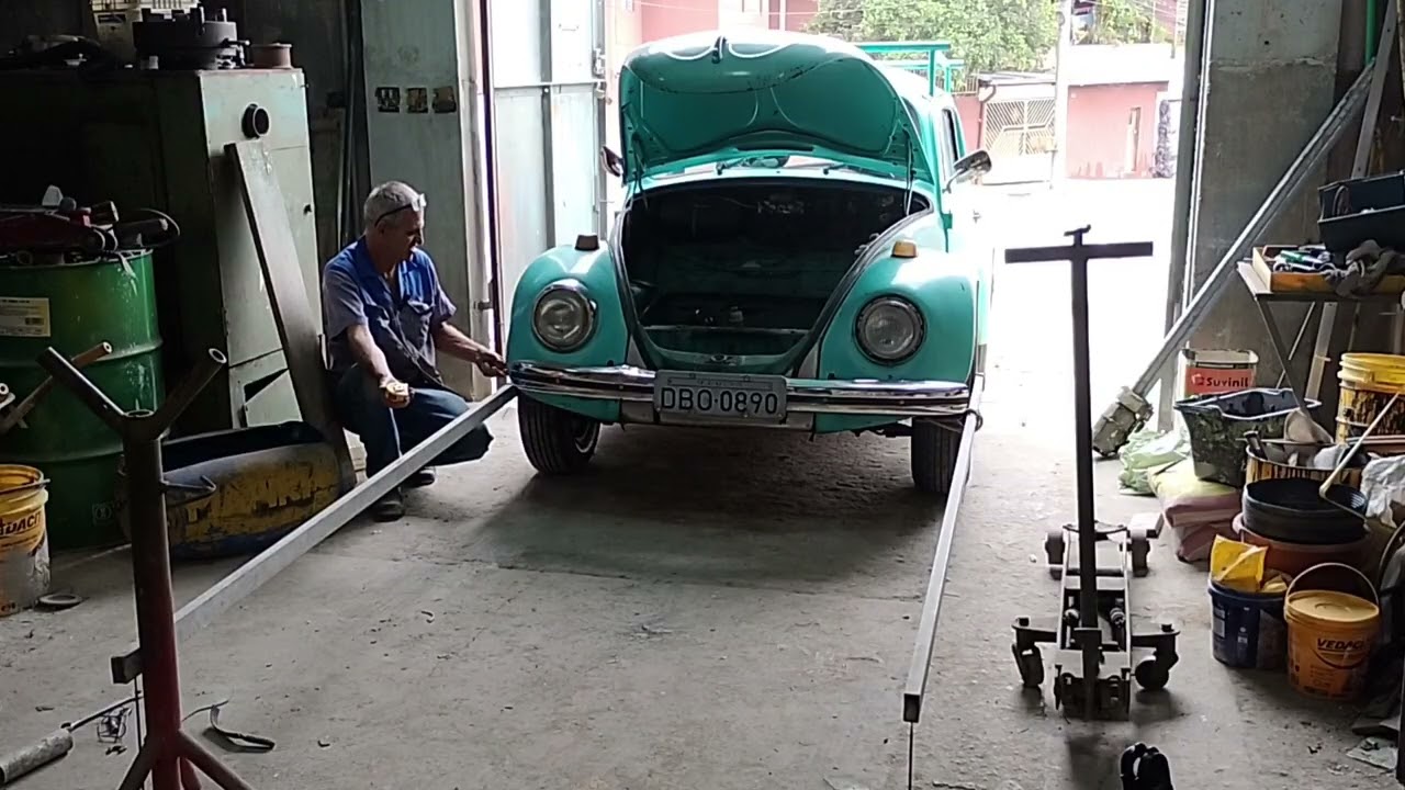 Alinhamento da direção do Fusca na gambiarra 