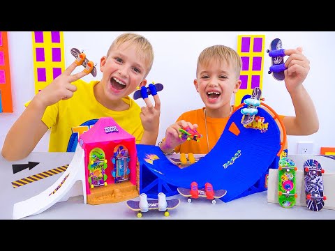 Видео: Влад и Ники развлекаются с грифами и игровыми наборами Hot Wheels Skate.