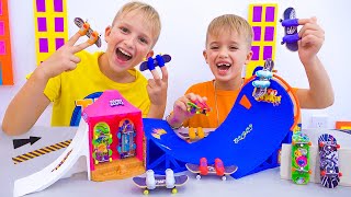 Vlad and Niki have fun with Hot Wheels Skate fingerboards and playsets