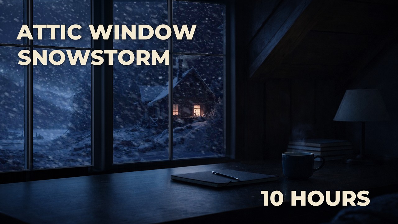Blizzard at the Attic Window ️ Cozy Winter Night Snowstorm for Deep ...