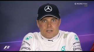 Valtteri's first win. Post race Finnish comments by Kimi and Valtteri