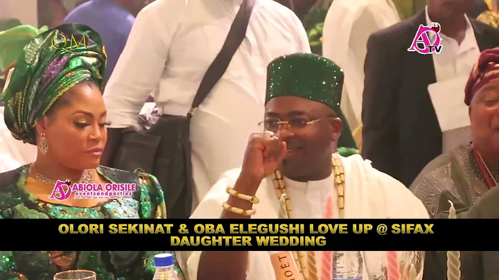 Oba Saheed Ademola Elegushi and wife, Olori Sekinat Love up at Sifax Boss Daughter's wedding