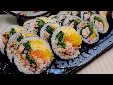 김밥 예쁘게 싸는법 김밥만들기.야채김밥,깻잎 김밥,치즈김밥 김밥3종세트