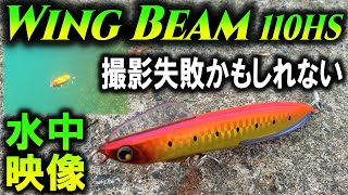 【熱砂ウィングビーム110HS】ルアー水中映像。サーフのヒラメ以外にもシーバスや青物!ショアジギングの応用にもおすすめ!!シマノWingBeam110HS