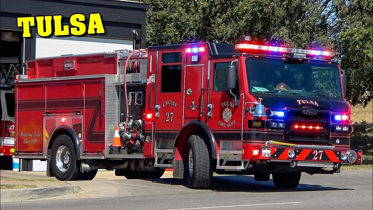 [STUNNING FIRE TRUCKS] – TULSA (OK) Fire Department Responding | Engines 23, 27 & Ladder 23