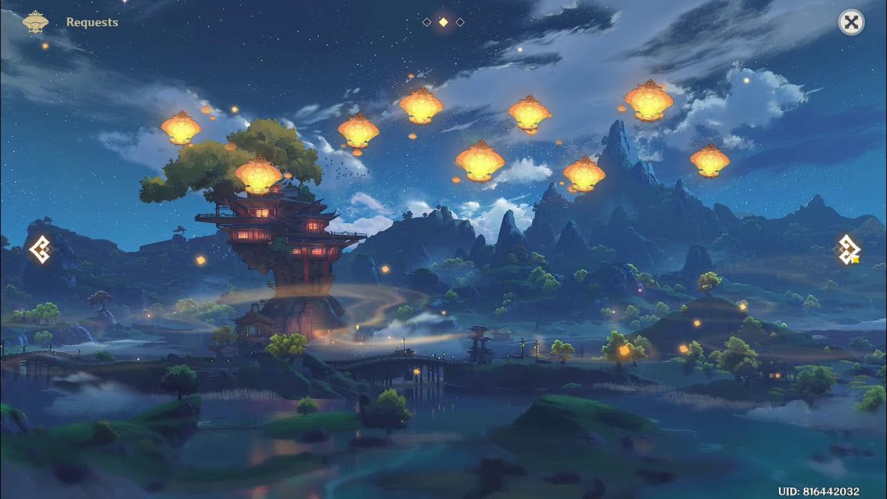 Mihoyo. Лиюе геншин. Genshin impact lantern festival. Фестиваль фонарей геншин 2021. Фестиваль морских фонарей геншин импакт.