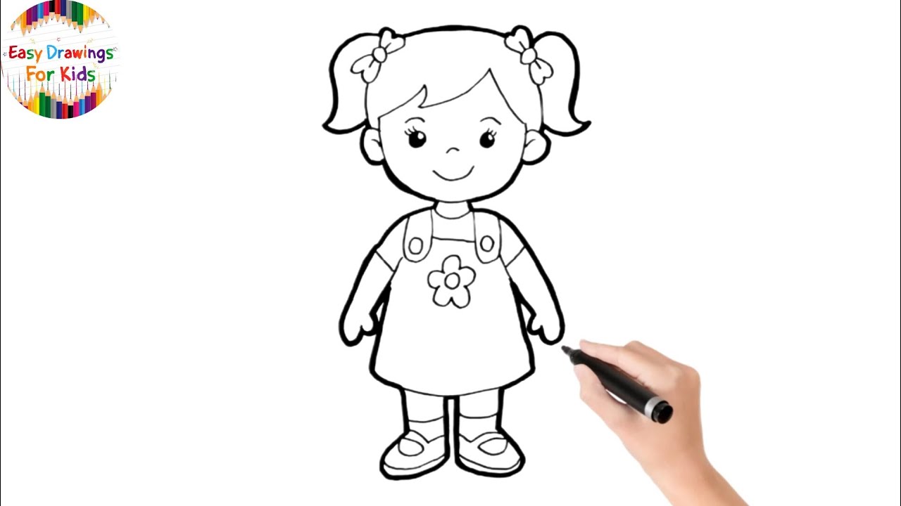 Draw a Cute Girl 👧 Easy Drawings For Kids