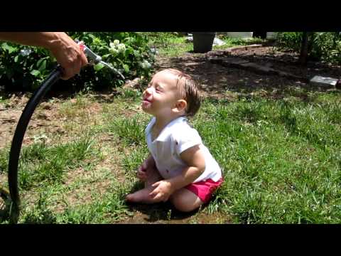 Lillian enjoying a spray.