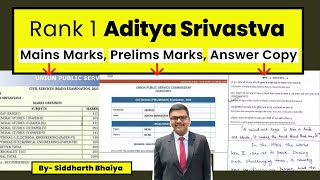 UPSC Rank 1 Aditya Srivastava UPSC Topper 2023-24 | Original Prelims & Mains Marksheet, Answer copy