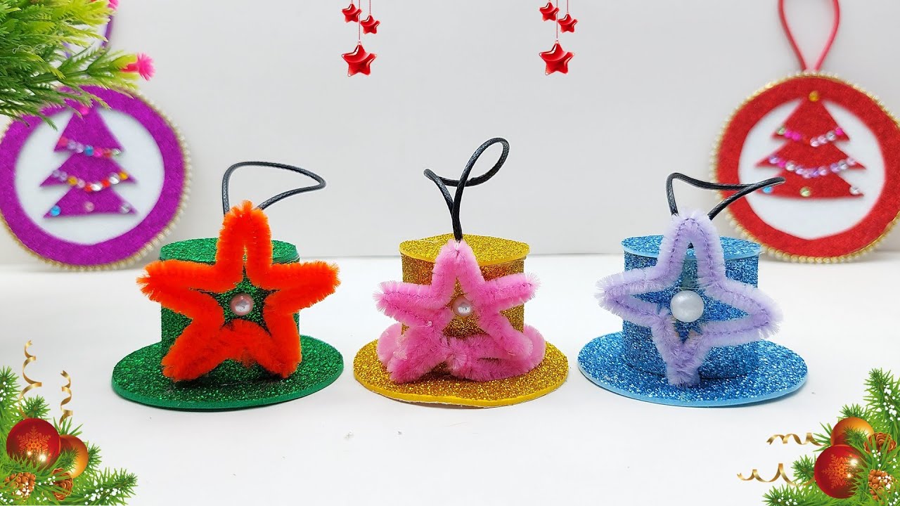 DIY: How to Make Christmas Hat With Eva Foam | Christmas Crafts | Glitter Foam Sheet Crafts Idea