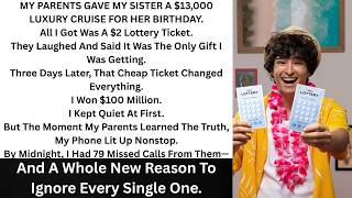 My parents gave me a $2 lottery ticket and my sister a cruise. I won $100 million.