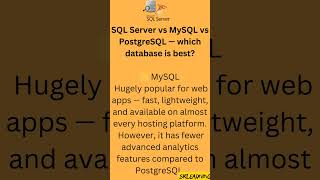 SQL Server vs MySQL vs PostgreSQL — Which Database Should You Choose? | SKLEARNING Shorts