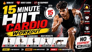 15 Min HIIT Cardio Workout at Home | Burn Belly Fat Fast | No Equipment 