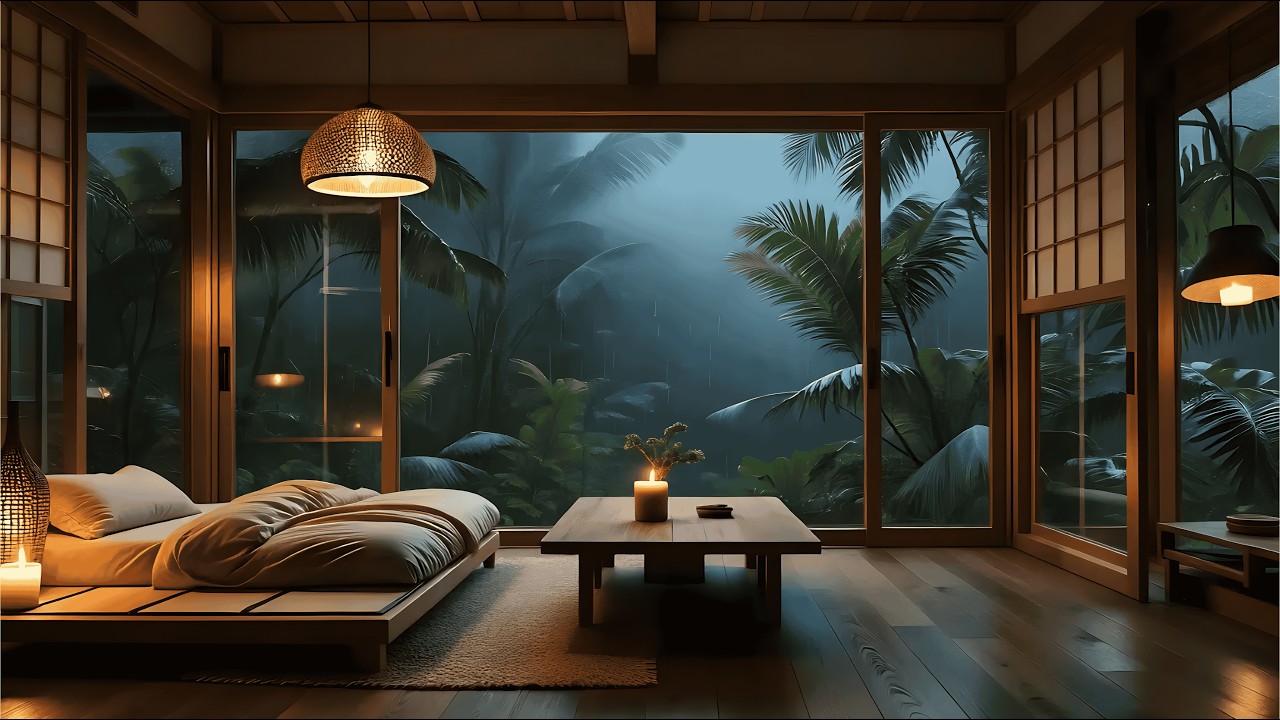 Soothing Piano with Late Night Rainfall | Calm Sleep Music for Deep Rest and Peaceful Nights