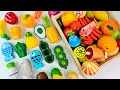 ASMR 野菜や果物をトントン切るよ♪木のおままごとセット しいたけ レモン コーン バナナ