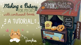 How to Make a Cardboard Cat Bakery ✿ DIY Crafts