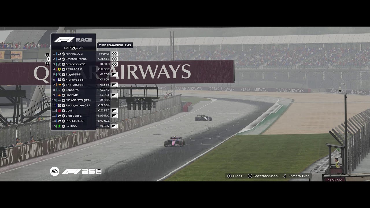 PRL/D2- Silverstone-full wet-F1 2025- Cockpit view+ No Assists