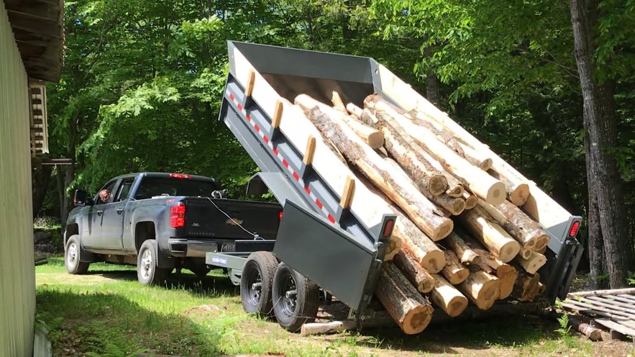 SURE-TRAC dump trailer delivering 7500lbs of firewood!! - YouTube