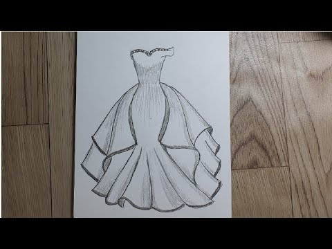 Cách Vẽ Áo Đầm Dạ Hội đơn giản bằng bút chì #4 | How To Draw a ...