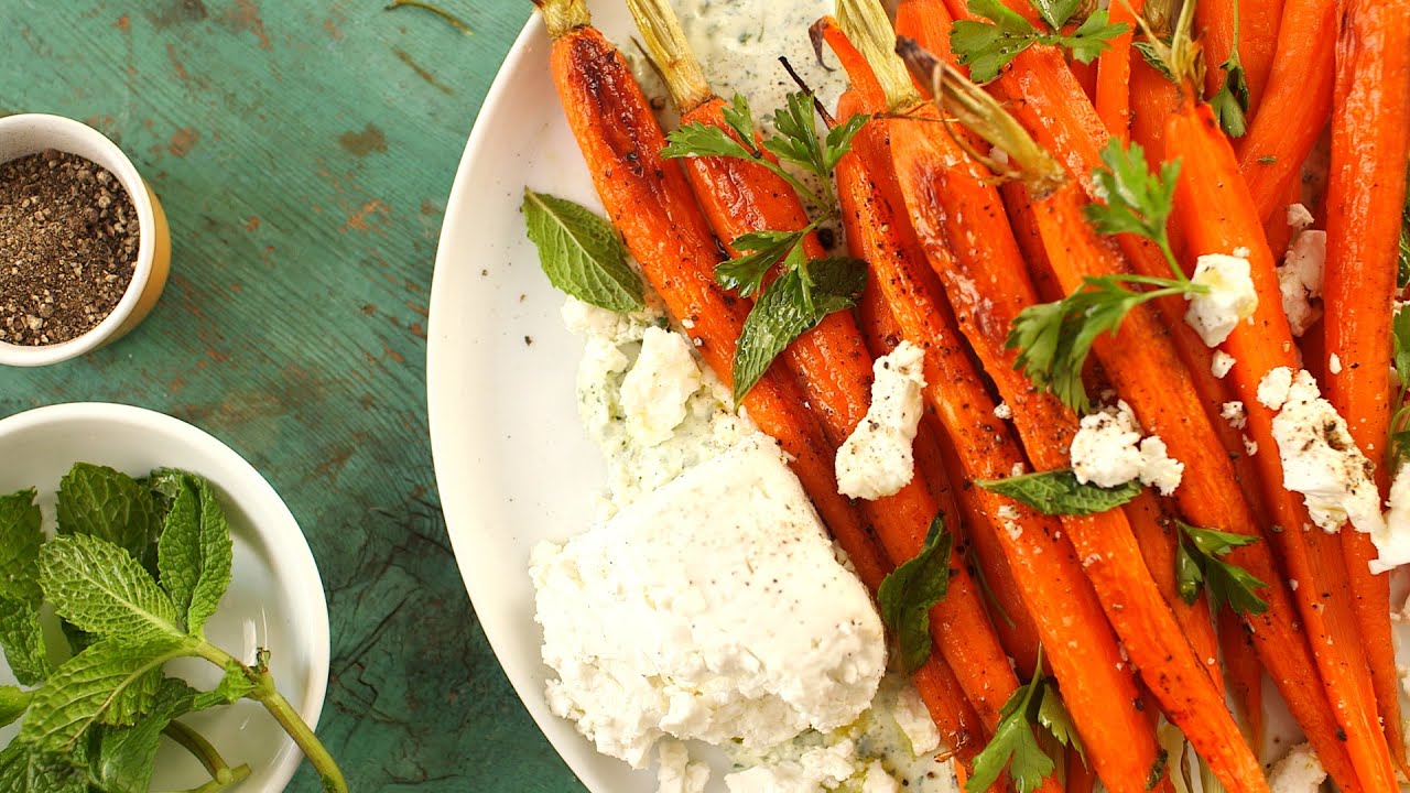 orange carrots with yogurt parsley dressing Honey-Orange Glazed Carrots with Herb Dressing