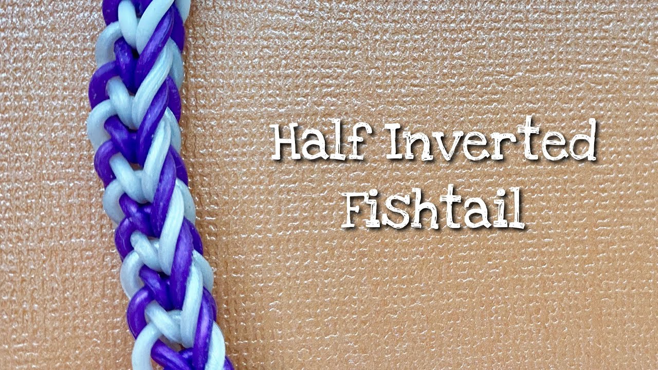 Rainbow loom bands rubber band bracelet tutorial half inverted fishtail