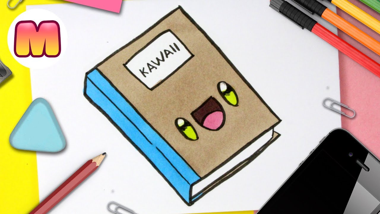 COMO DIBUJAR UN CUADERNO KAWAII - Dibujos kawaii faciles - COMO DIBUJAR  UTILES ESCOLARES KAWAII - thptnganamst.edu.vn