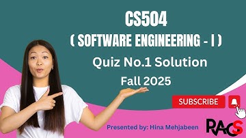 CS504 (Software Engineering - I) Quiz No.1 Solution Spring 2025 - By Rare Academy of Science