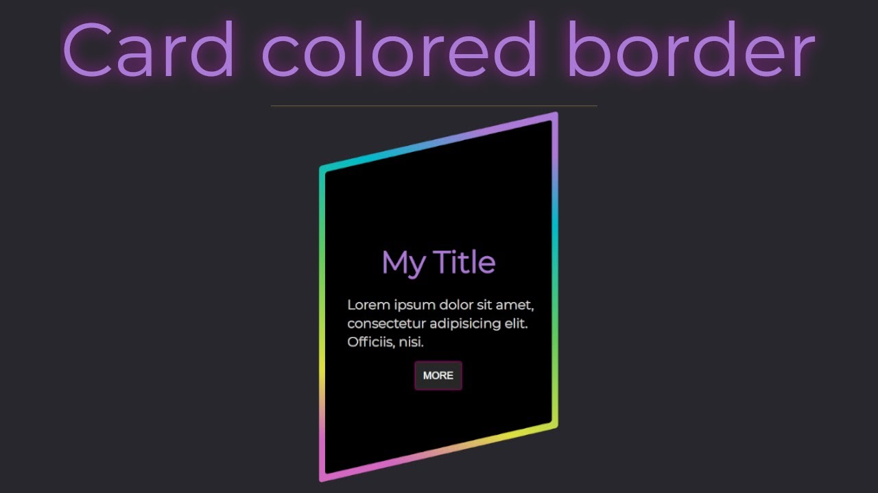 Html, css, Card Colored Border Effect. - YouTube