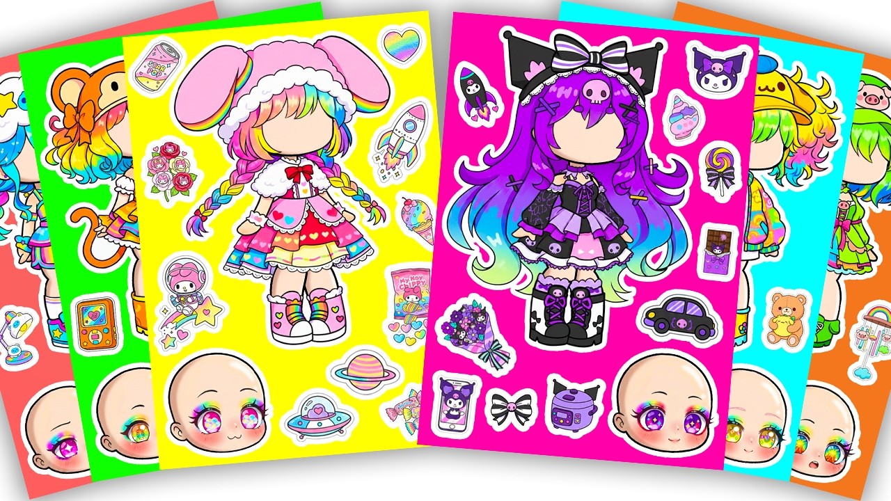 🍓Paper DIY🍓 Sanrio Cute X Gacha Sticker Book #Kuromi #Melody #Cinnamoroll #gachalife #paperdiy #asmr