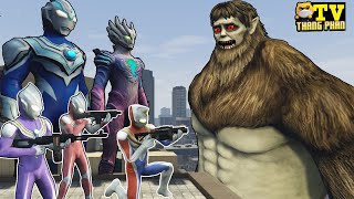 Siêu Nhân Tiga và Biệt Đội Siêu Nhân Ultraman Đi Đến Nơi Phát Hiện Quái Vật Titan Khỉ Đột Khổng Lồ