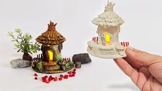 Mini Fairy Garden House No.8 with Toilet Paper Tube  Clay Craft DIY Idea