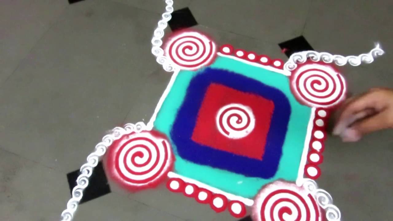 square rangoli design - created by latest rangoli - YouTube