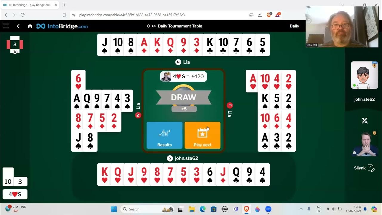 Me versus a top bridge player peter hollands 13th july 2024 youtube